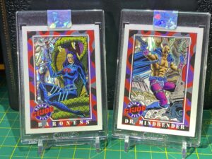 Baroness and Dr. Mindbender cards with abelone background